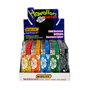 Refillable Regular Flame Electronic Lighter - Hawaii $25.00/display (50pcs)