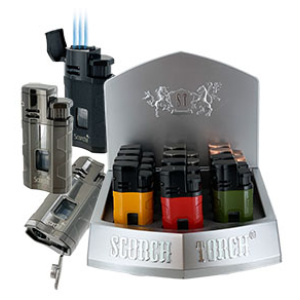 Scorch Torch Triple Torch Flame Lighter w/Cigar Punch (3.1") $123.00/display (12pcs)
