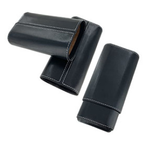 Smooth Bonded Leather Cigar Hard Case w/Cedar Line (3-4 ct) (6-2/3"x 3-1/4") $12.50