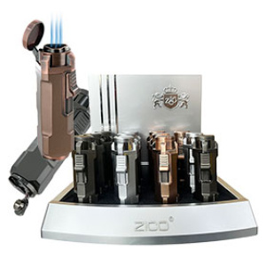 Zico Triple Torch Flame Lighter w/Cigar Punch $111.00/display (12 pcs)