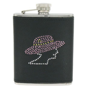 Flask w/Crystal Black Lady $8.50